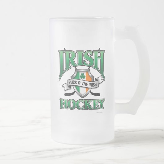 Irish Hockey Frosted Glass Beer Mug (Droit)