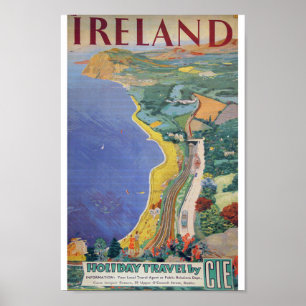 Irish Holiday Travel by CIE  1950's Ireland Poster