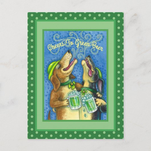 IRISH HOUND DOGS, ST. PATRICK'S DAG GROENE BEER BRIEFKAART (Voorkant)