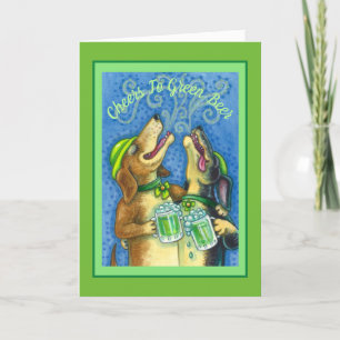IRISH HOUND DOGS, ST. PATRICK'S DAG GROENE BEER FEESTDAGEN KAART