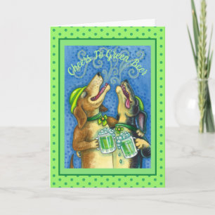 IRISH HOUND DOGS, ST. PATRICK'S DAG GROENE BEER FEESTDAGEN KAART