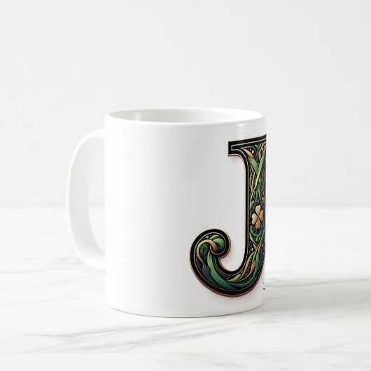 Irish J Monogram Coffee Mug (Devant gauche)
