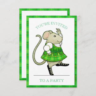 IRISH JIG MOUSE 3.5x5 Feestuitnodiging Bedankkaart