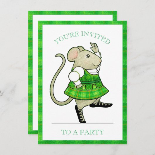IRISH JIG MOUSE 4.5x6.25 Party Uitnodiging (Voorkant / Achterkant)