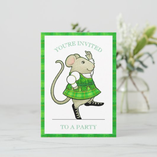 IRISH JIG MOUSE 4.5x6.25 Party Uitnodiging (Staand voorkant)