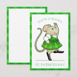 IRISH JIG MOUSE St. Patrick's Day 3.5x5 Platte Kaa Bedankkaart