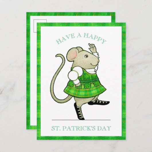 IRISH JIG MOUSE St. Patrick's Day Carte postale (Devant / Derrière)