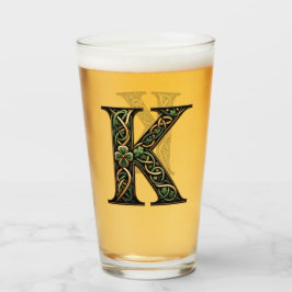 Irish "K" Monogram Pint Glass Glas