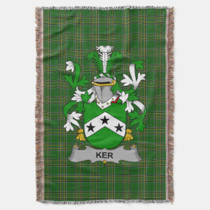 Irish Ker Coat of Arms Family Crest Ireland Deken