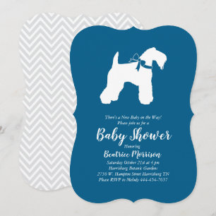Irish Kerry Blue Terrier Dog Baby shower Blue Boy Kaart