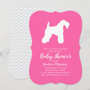 Irish Kerry Blue Terrier Dog Baby shower Pink Girl Kaart