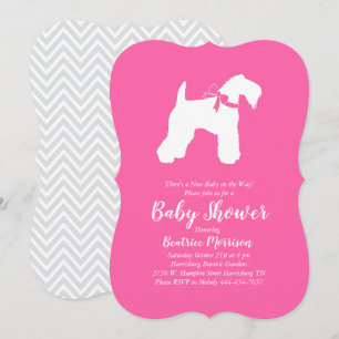 Irish Kerry Blue Terrier Dog Baby shower Pink Girl Kaart