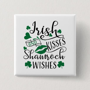 Irish Kisses en Shamrock Wishes Vierkante Button 5,1 Cm