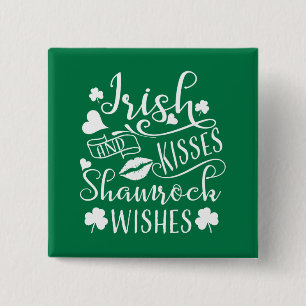 Irish Kisses en Shamrock Wishes Vierkante Button 5,1 Cm