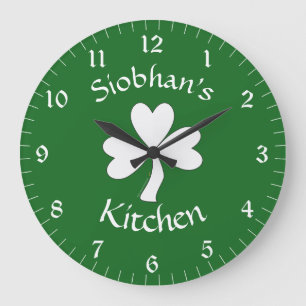 Irish Kitchen Decor Personalized Clock Shamrock Grote Klok