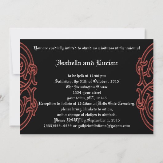 Irish Knots with Poetry Gothic Wedding Invitting Kaart (Voorkant)