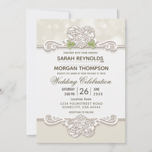 Irish Lace Wedding Invitation Kaart (Voorkant)