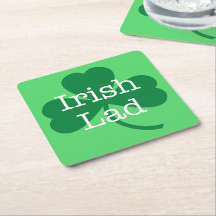 Irish Lad Green Shamrock St. Patrick's Day Party Vierkante Kartonnen Onderzetter