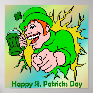 Irish Lad with Green Beer Poster