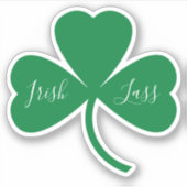 Irish Lass Script op Green Shamrock Sticker (Voorkant)