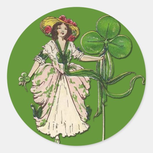 Irish Lassie met Shamrock Stickers (Voorkant)