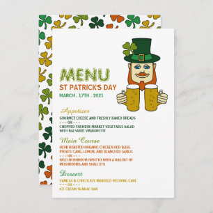 Irish Leprechaun, carte de menu de la Saint Patric