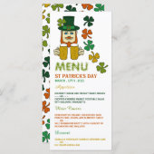 Irish Leprechaun, carte de menu du jour St Patrick (Devant / Derrière)