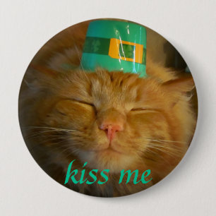 Irish Leprechaun Cat wil kussen Ronde Button 4,0 Cm
