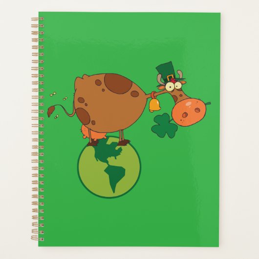 Irish Leprechaun Cow Standing on Planet Earth (Devant)