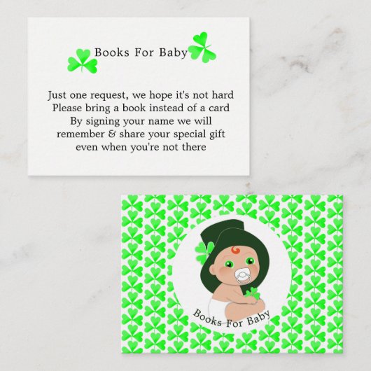Irish Leprechaun Lucky Shamrock boeken voor Baby Informatiekaartje (Voorkant / Achterkant)