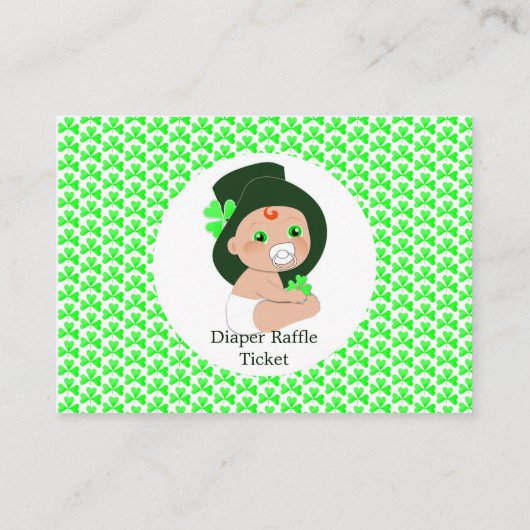 Irish Leprechaun Lucky Shamrock Diaper Raffle Informatiekaartje (Achterkant)