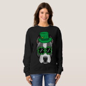 Irish Leprechaun Pitbull Dog Shamrock St Patricks Trui (Voorkant volledig)