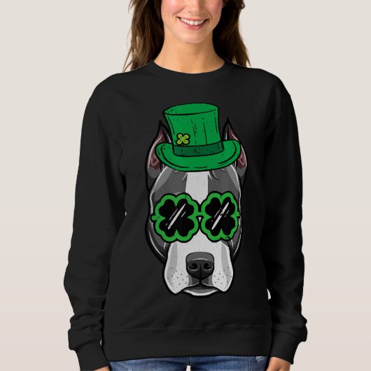 Irish Leprechaun Pitbull Dog Shamrock St Patricks Trui (Voorkant)