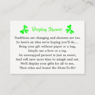 Irish Leprechaun Shamrock Baby shower Display Informatiekaartje