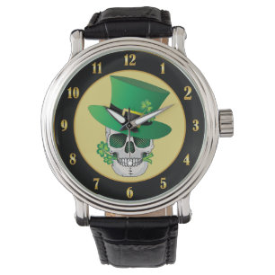 Irish Leprechaun Skull Horloge