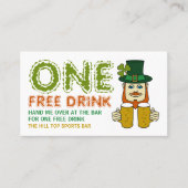 Irish Leprechaun, St Patrick's Day Drinken Ticket (Voorkant)
