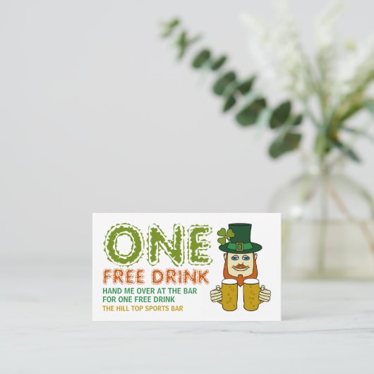 Irish Leprechaun, St Patrick's Day Drinks Ticket (Debout devant)