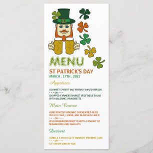 Irish Leprechaun, St Patrick's Day Menu Card