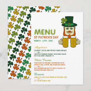 Irish Leprechaun, St Patrick's Day Menu Kaart