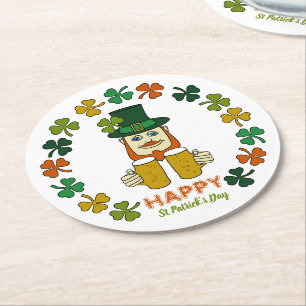 Irish Leprechaun, St Patrick's Day Ronde Kartonnen Onderzetter