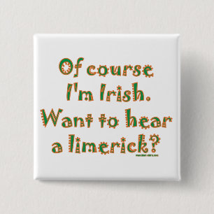 Irish Limerick Vierkante Button 5,1 Cm
