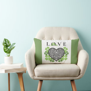 Irish LOVE Shamrock & Celtic Knot Heart Kussen