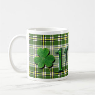 Irish Lucky Charming Clover Shamrock Green Tartan Koffiemok