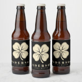 Irish Lucky Four Leaf Clover met de naam Black Bier Etiket (Flessen)