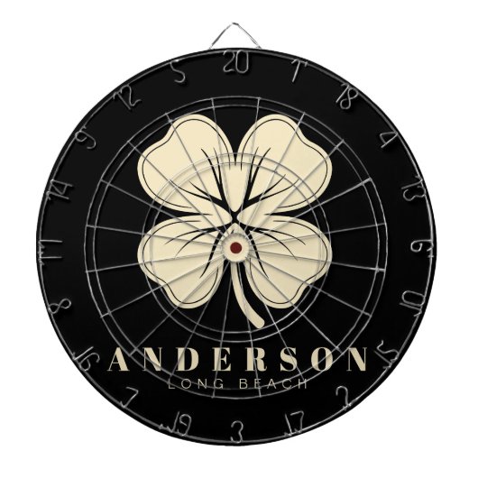Irish Lucky Four Leaf Clover met de naam Black Dartbord (Voorkant)