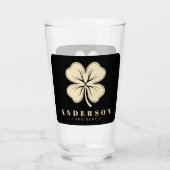 Irish Lucky Four Leaf Clover met de naam Black Pin Glas (Voorkant)