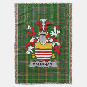 Irish Malaphant Coat of Arms Family Crest Ireland Deken