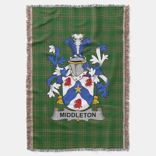 Irish Middleton Coat of Arms Family Crest Ireland Deken (Voorkant Verticaal)
