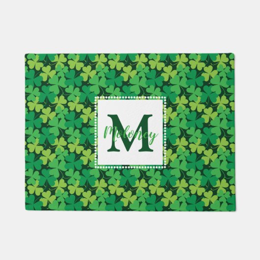 Irish Monogram Shamrocks Doormat Deurmat (Voorkant)