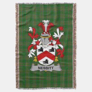 Irish Nesbitt Coat of Arms Family Crest Ireland Deken